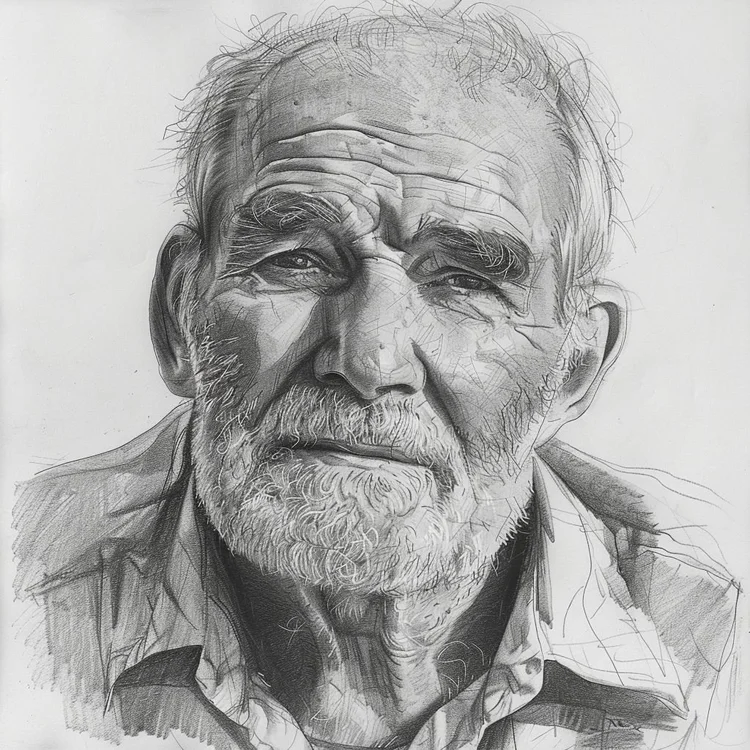 Soulmate sketch example of an older man with a beard