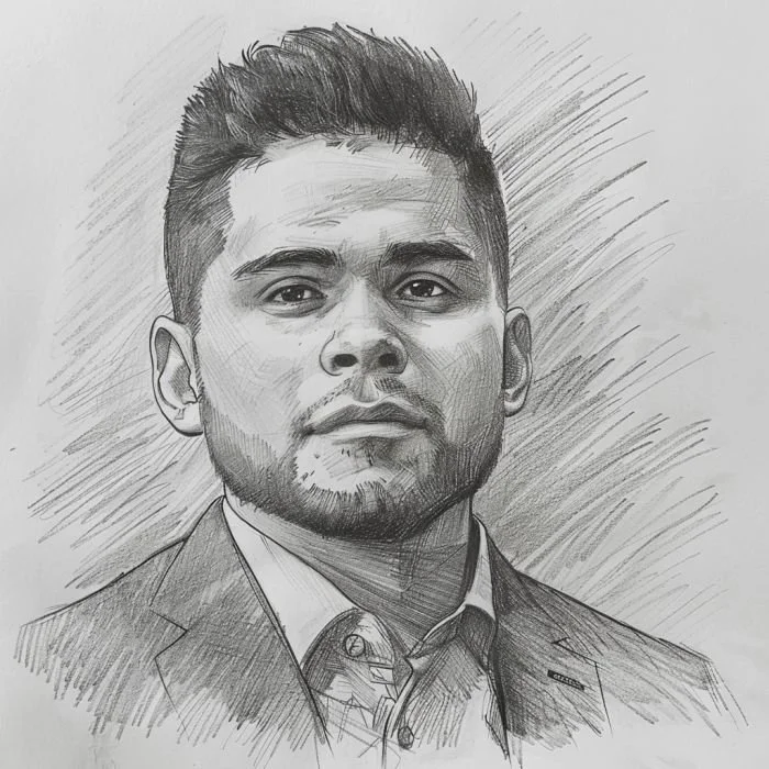 Sample soulmate sketch of a man with a short beard in pencil